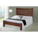 Cama Queen Size Prime de Madeira Maciça Angelim Pedra/Tauari - Cor Castanho