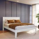 Cama Queen Topázio 1,60 Branco/Freijó em Madeira Pinus - Finestra Cama Queen Topázio 1,60 Branco/Freijó em Madeira Pinus - Finestra