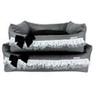 Cama Retangular Grace Linen Grafite para cachorro e gato - Tam M