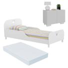 Cama Solteiro 100% MDF com Colchão e Mesa de Cabeceira 2 Portas Multimóveis MP4186