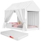 Cama Solteiro 88 Infantil Com Colchão Menino Menina Carro Corrida Stock Car Azul Montessoriana Facil Acesso Quarto Criança Princesa Encanto Meninas