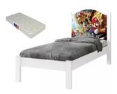 Cama Solteiro Adesivada Super Mario 100% Mdf - Extrado Madeira + Colchão Solteiro 188x88