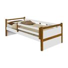 Cama Solteiro Bianca Branca e Mel com Pés em Madeira