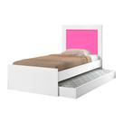 Cama Solteiro Bibox Luara com Auxiliar para Quarto Infantil Juvenil Estilo Moderno - Branco/rosa