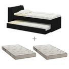 Cama Solteiro Bicama Com 2 Colchões Ditália BB-28 Preto