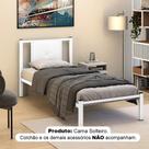 Cama Solteiro Bruna em Aço Reforçado Estilo Militar Branco com Cabeceira Estofada Branco