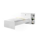 Cama Solteiro Cabeceira Baú 2 Gavetas 3 Nichos Hortencia Branco / Branco Lilás Flex
