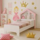 Cama Solteiro Casinha Com Prateleira Para Brinquedo e Proteção Lateral