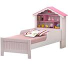 Cama solteiro casinha princesa branco/rosa