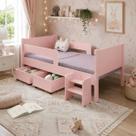 Cama Solteiro com 2 Baus Organizador e Escada Luna Plus Rosa