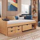 Cama Solteiro com 5 Gavetas Madeira Maciça Floro
