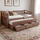 Cama Solteiro com Auxiliar 188x88cm 3 Gavetas Azura Castanho B11 - Mpozenato Cama Solteiro com Auxiliar 188x88cm 3 Gavetas Azura Castanho B11 - Mpozenato