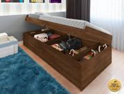 Cama solteiro com bau interno embutido pratica reforçada camila mdf/mpd framar malbec Cama solteiro com bau interno embutido pratica reforçada camila mdf/mpd framar malbec