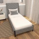 Cama Solteiro com Cabeceira Tecido Linho / Veludo Sob Medida
