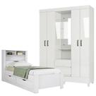 Cama Solteiro com Gavetas Invicta com Guarda Roupa Fit Capelinha Branco Brilho - Santos Andirá
