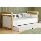 Cama Solteiro de Babá Maria c/ 2 Gavetas e Auxiliar Branco/Amendoa - Peroba