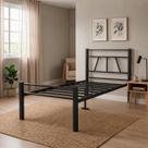 Cama Solteiro de Ferro Reforçada Estrutura Metálica Resistente para Quarto e Dormitório - Preto Cama Solteiro de Ferro Reforçada Estrutura Metálica Resistente para Quarto e Dormitório - Preto