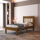 Cama Solteiro De Madeira 100% Pinus Tapeçada Reforçada Quarto Vivare