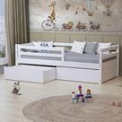 Cama Solteiro Dreams com 02 Gavetas e Grade de Proteção Madeira Maciça Branco Megamobilia Cama Solteiro Dreams com 02 Gavetas e Grade de Proteção Madeira Maciça Branco Megamobilia