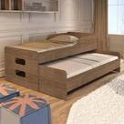 Cama Solteiro Elis Castanho - Com Auxiliar 100% Mdf - Basoto