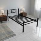 Cama Solteiro em Aço Ferro Industrial Reforçado Ideal para Alojamento Pousadas Suporta 150kg Cor Preta Itagold