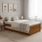 Cama Solteiro Em Madeira Com Bicama Auxiliar Estrutura Resistente Design Moderno E Sofisticado - Cama Solteiro Em Madeira Com Bicama Auxiliar Estrutura Resistente Design Moderno E Sofisticado -