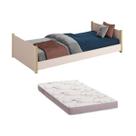 Cama Solteiro Evolutiva Ravi 2 Em 1 Com Pés Madeira Natural Rosa Fosco Com Colchão - Reller Cama Solteiro Evolutiva Ravi 2 Em 1 Com Pés Madeira Natural Rosa Fosco Com Colchão - Reller