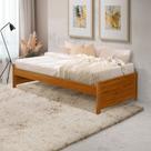Cama Solteiro Gabrieli Mona Estrutura de Madeira Maciça Vintage Retrô Reforçada Alta Imbuia