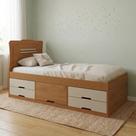 Cama Solteiro Infantil com 5 Gavetas Puxador Embutido Alice Cinamomo/Off White