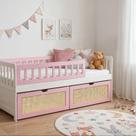 Cama Solteiro Infantil com Dois Gavetões Madeira Maciça Lumi Branco/Rosa