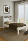 Cama Solteiro Invicta C/ Nicho Bau -Prateleira e Tomada -Santos Andirá P/Colchão 188x88 - Branco