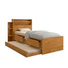 Cama Solteiro Isa com Gavetas e Cama Auxiliar para Quarto Moderno Funcional e Dormitório - Nature Cama Solteiro Isa com Gavetas e Cama Auxiliar para Quarto Moderno Funcional e Dormitório - Nature