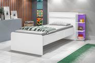 Cama Solteiro Jade Com Baú 2 Gavetas Infantil Branco/Lilás