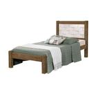Cama Solteiro Laila 100% MDF Cor Flex Jequitibá/ Off White J&A Móveis