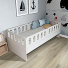 Cama Solteiro Mdf BP Branco com 04 Grades e Cabeceira Megamobilia