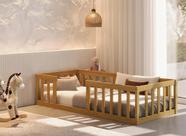 Cama Solteiro Montessoriana Luxo Quarto Da Criança Grade Em Madeira Cercado Cor Nature