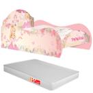 Cama Solteiro Montessoriana Princesa Encanto Carruagem Rosa Com Colchão Meninas Quarto Infantil Decorado Temático Temas