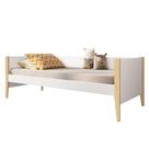 Cama Solteiro Noah Branco Acetinado Com Pés Madeira Natural - Reller