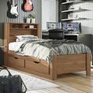 Cama Solteiro Omaha 1 Porta 2 Gavetas com Tomada Jatoba - Pnr Móveis Cama Solteiro Omaha 1 Porta 2 Gavetas com Tomada Jatoba - Pnr Móveis