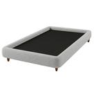 Cama Solteiro Pés Madeira 105cm Emma Linho Cinza Claro - Nexta Casa