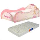 Cama Solteiro Princesa Rosa com Colchão