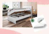 Cama solteiro reforçada com baú e colchão solteiro d20 larissa mdf/mdp branca Cama solteiro reforçada com baú e colchão solteiro d20 larissa mdf/mdp branca