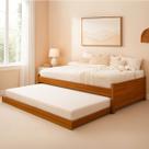 Cama Solteiro Reforçada Com Bicama Auxiliar de Madeira Maciça