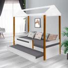 Cama solteiro sara branca com cama auxiliar