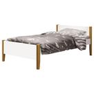 Cama Solteiro Simba Branco Acetinado com Pés Madeira Reller Cama Solteiro Simba Branco Acetinado com Pés Madeira Reller