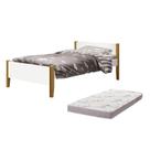 Cama Solteiro Simba Branco Fosco Pés Amadeirado com Colchão D20 - Reller Móveis Cama Solteiro Simba Branco Fosco Pés Amadeirado com Colchão D20 - Reller Móveis