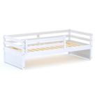 Cama Solteiro Slim com Grade de Proteção Madeira Maciça Branco Housin