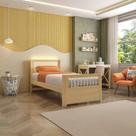 Cama Solteiro Wave Juvenil Montessoriana Reversivel em Rattan com LED Casatema Branco/Natural Cama Solteiro Wave Juvenil Montessoriana Reversivel em Rattan com LED Casatema Branco/Natural