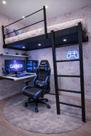 Cama Suspensa De Solteiro M1 Preta Com Luzes de Leds