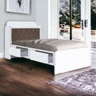 Cama Tamires Baú Branco com Capitonê Nogal